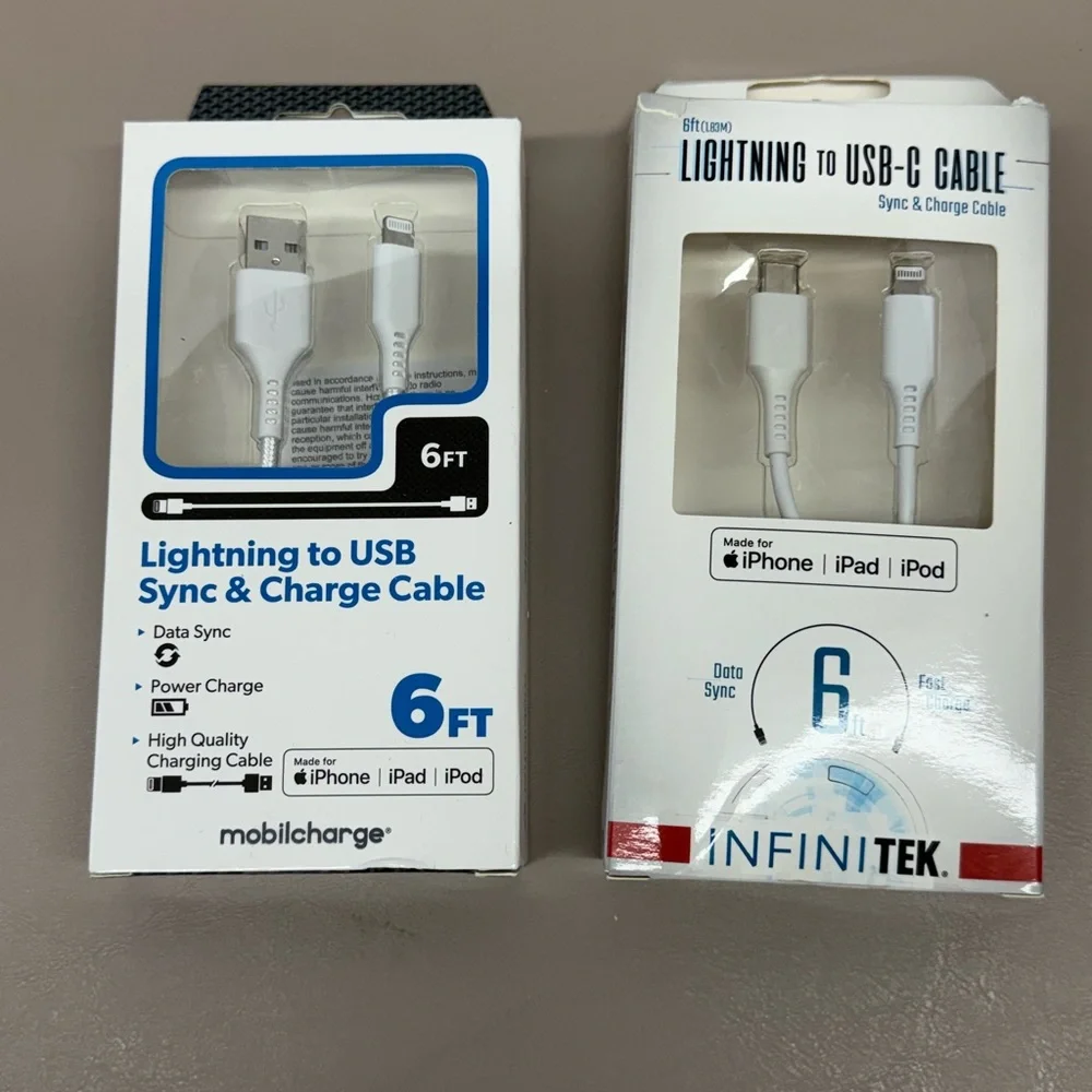 Two Lightning to USB Cables 6ft